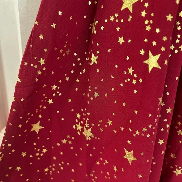 Unique Vintage Red and Gold Starry Midi Dress - Picture 6 of 9